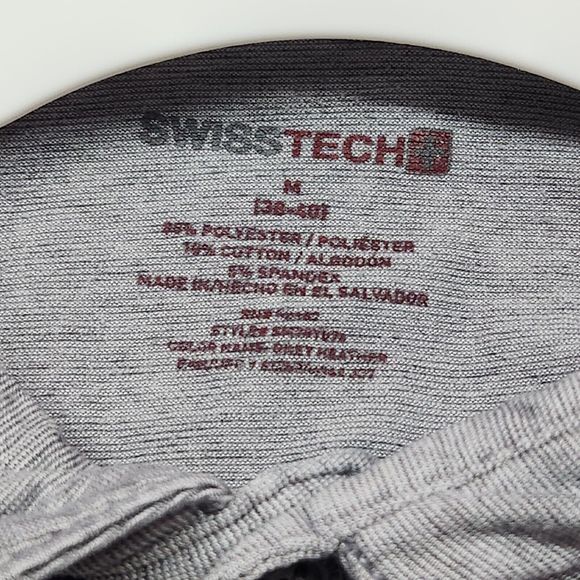 Swiss Tech Polo Shirt Men's Size Medium Gray Casual Stretch Short Sleeve Button - Picture 4 of 9